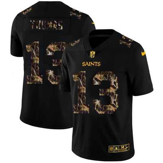 New Orleans Saints 13 Michael Thomas Men Black Nike Flocked Lightning Vapor Limited NFL Jersey